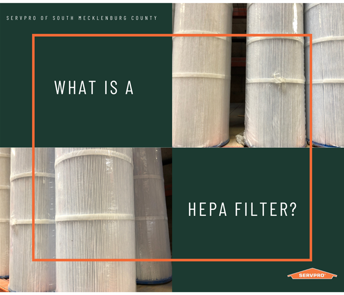 “What is a HEPA Filter?” with images of air filters and SERVPRO logo
