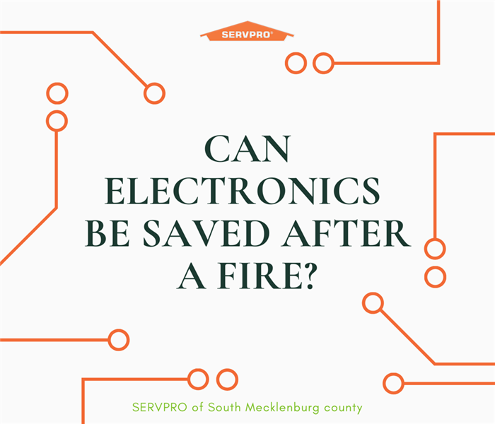 “Can electronics be saved after a fire” with lines and circles and SERVPRO logo