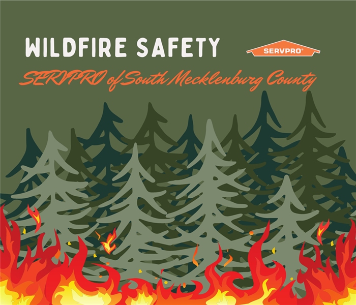 “Wildfire safety” with trees and flames and the SERVPRO logo