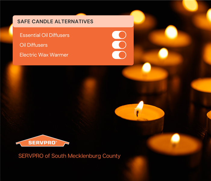 “Safe Candle Alternatives” with tea light candles and the SERVPRO logo