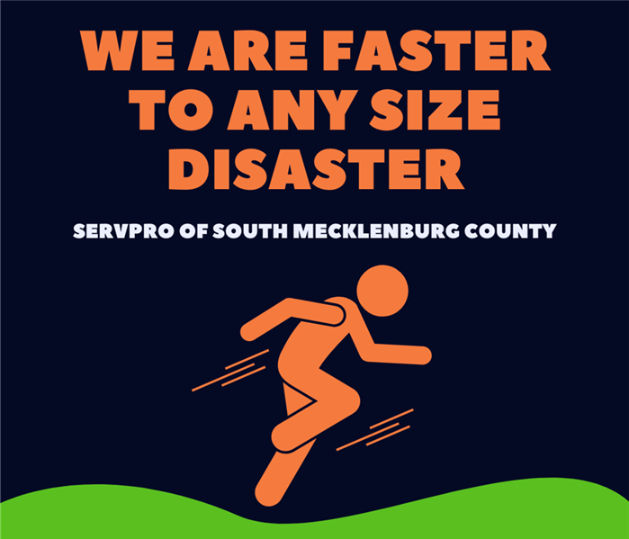 "we are faster to any size disaster" with running person