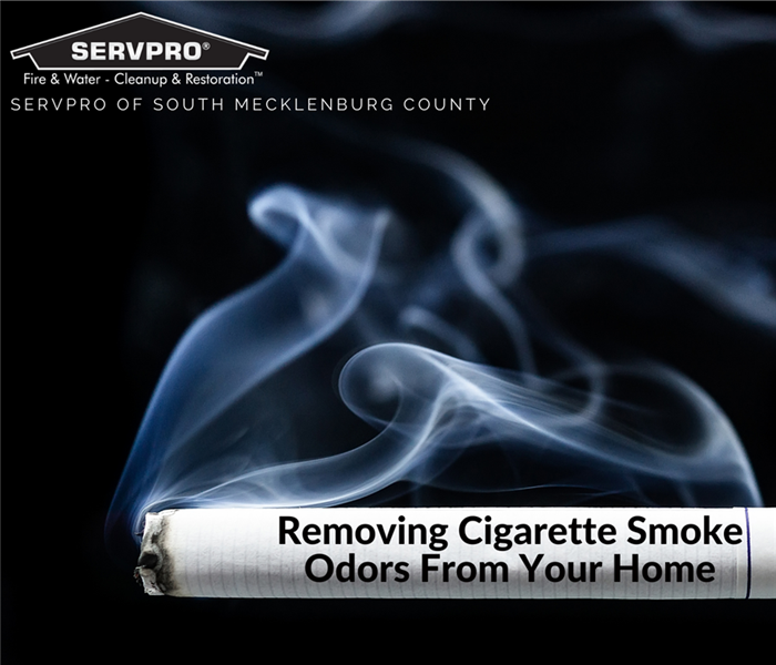 “Removing Cigarette Smoke Odors From Your Home” with the SERVPRO logo and a lit cigarette
