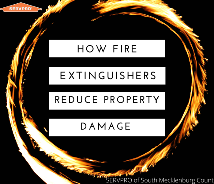 "how fire extinguishers reduce property damage" with ring of fire and SERVPRO logo