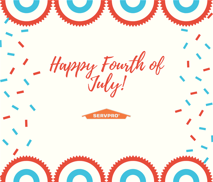 White, Red and Blue “Happy Fourth of July” with SERVPRO logo